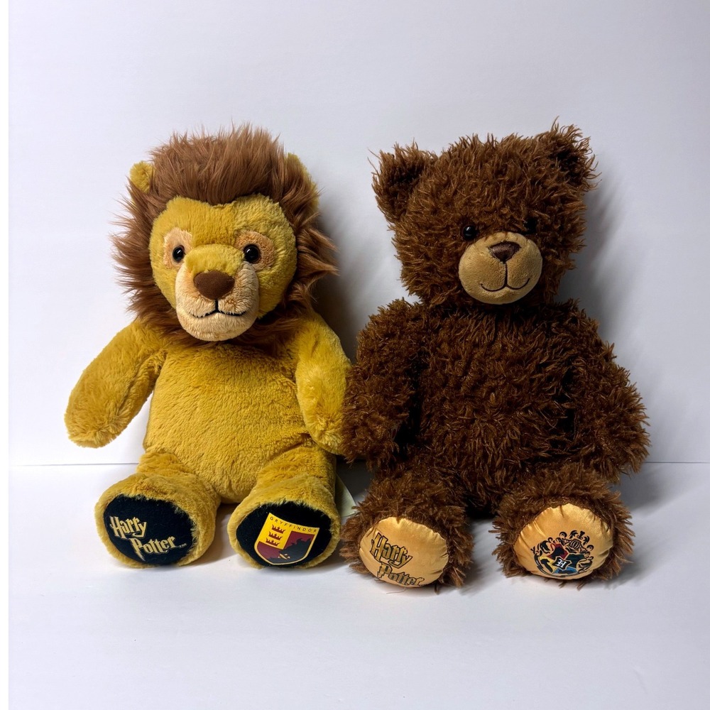 Build A Bear Harry Potter Gryffindor Lion and Hogwarts Crest Bear Plush Set 2pc